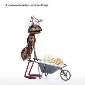 Tooarts ant garden decor: ant with barrow removable for creative storage ideas.