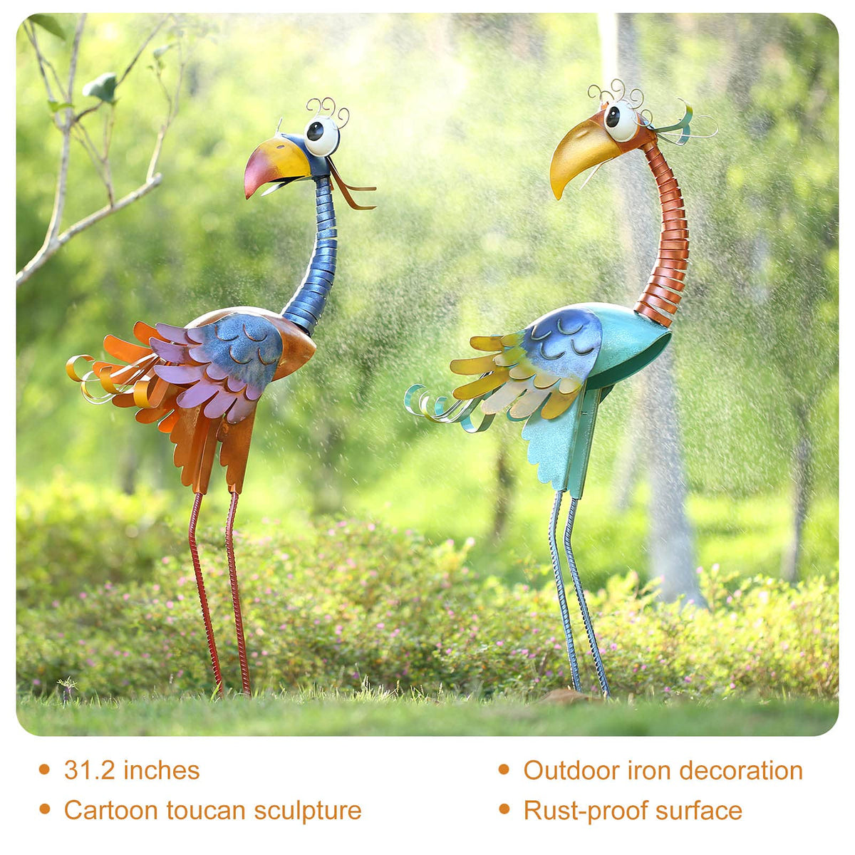 Tooarts handcrafted toucan décor with bright finish stands up to sun and rain