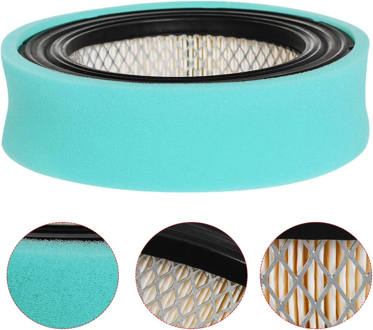 Toobop air filter cartridge close-up showing filtration media capturing dust.