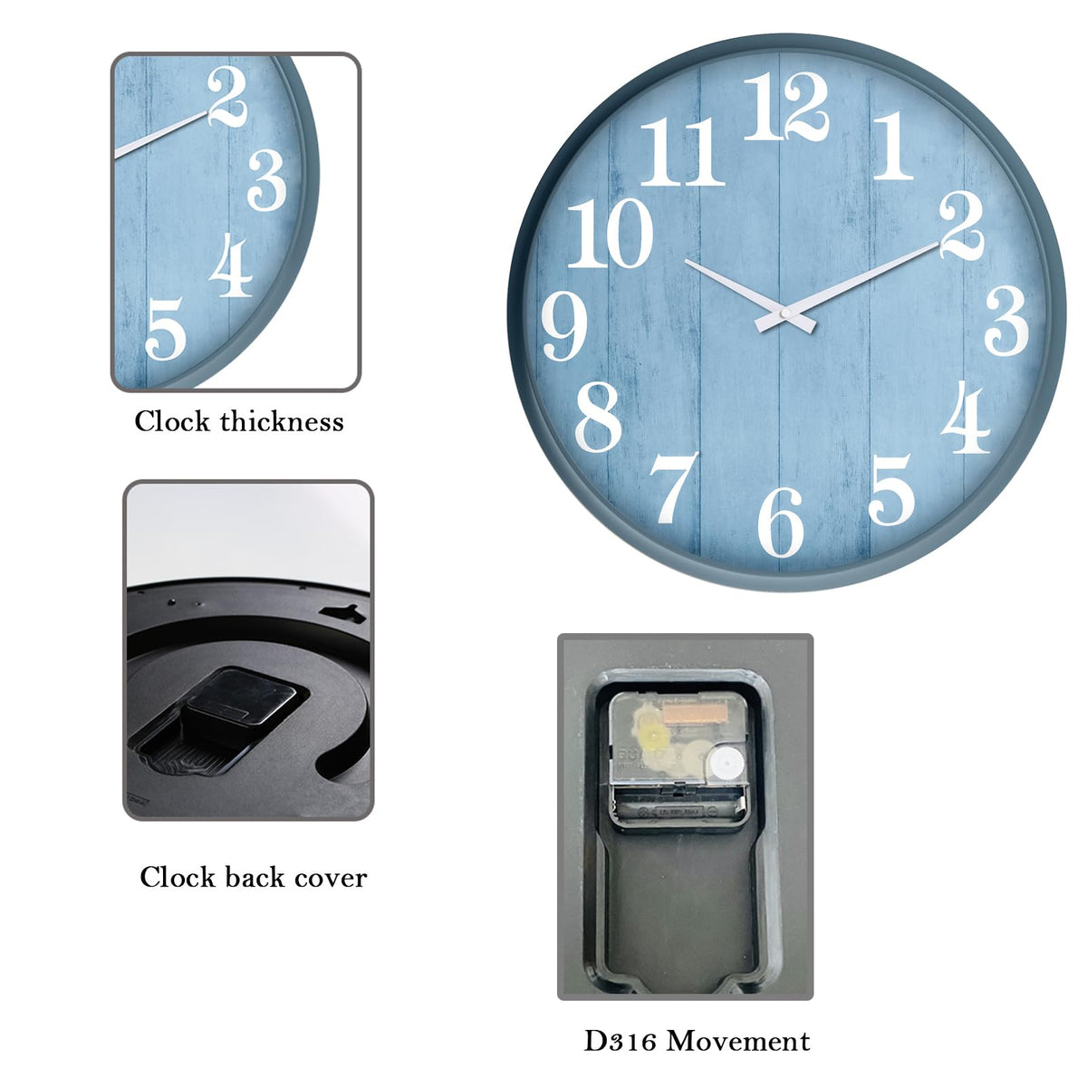 TOOCAT silent movement clock suits living rooms and studios.