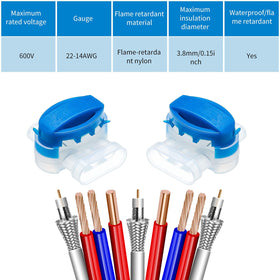 TOODOO 3-way wire connector compatible with 22-14 AWG cables.