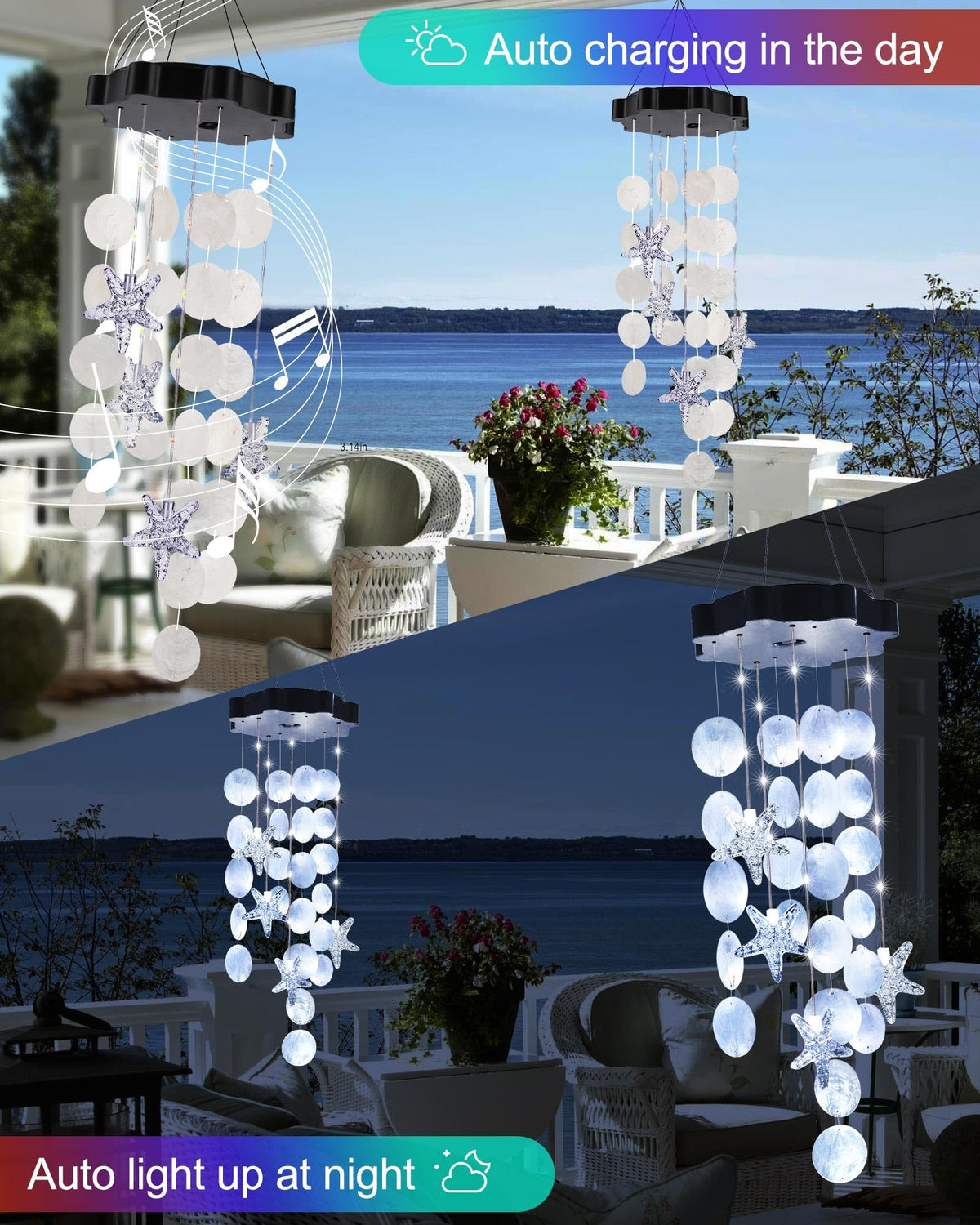 Toodour natural-seashells-hanging-light beachy mood for porch or patio