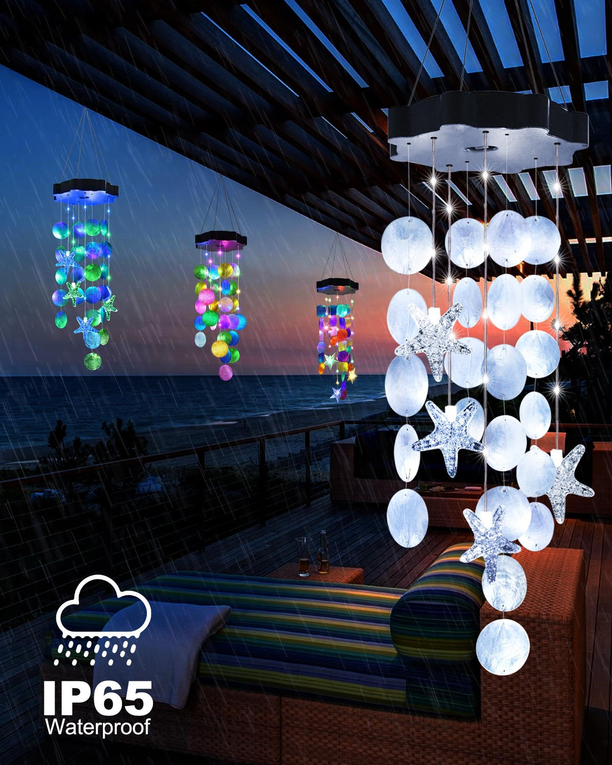 Toodour seashell-wind-chime-artwork hand-finished shells provide coastal elegance