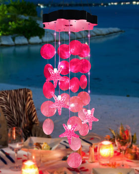 Toodour solar wind chimes with pink seashells for outdoor ambiance