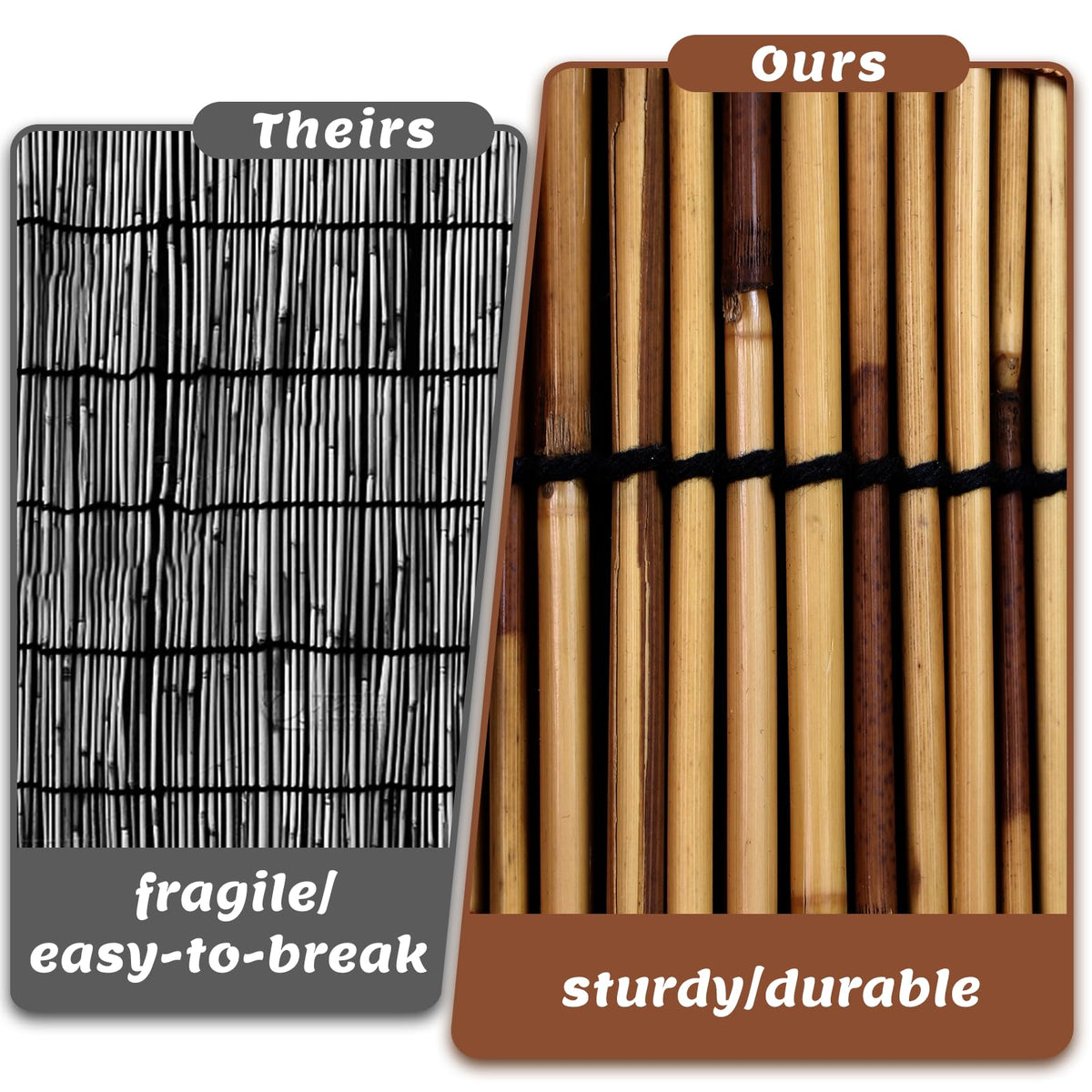TOOKNIN bamboo screen assembly with zip ties enables quick privacy setup.