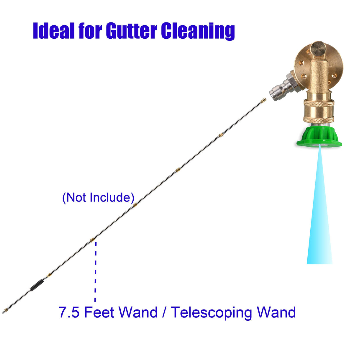 Tool Daily pivoting coupler at 240-degree angle for broad reach in cleaning tasks.
