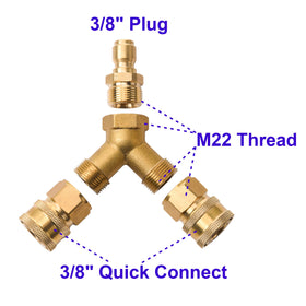Tool Daily brass Y-configuration with 3/8 inch fittings up to 5000 psi