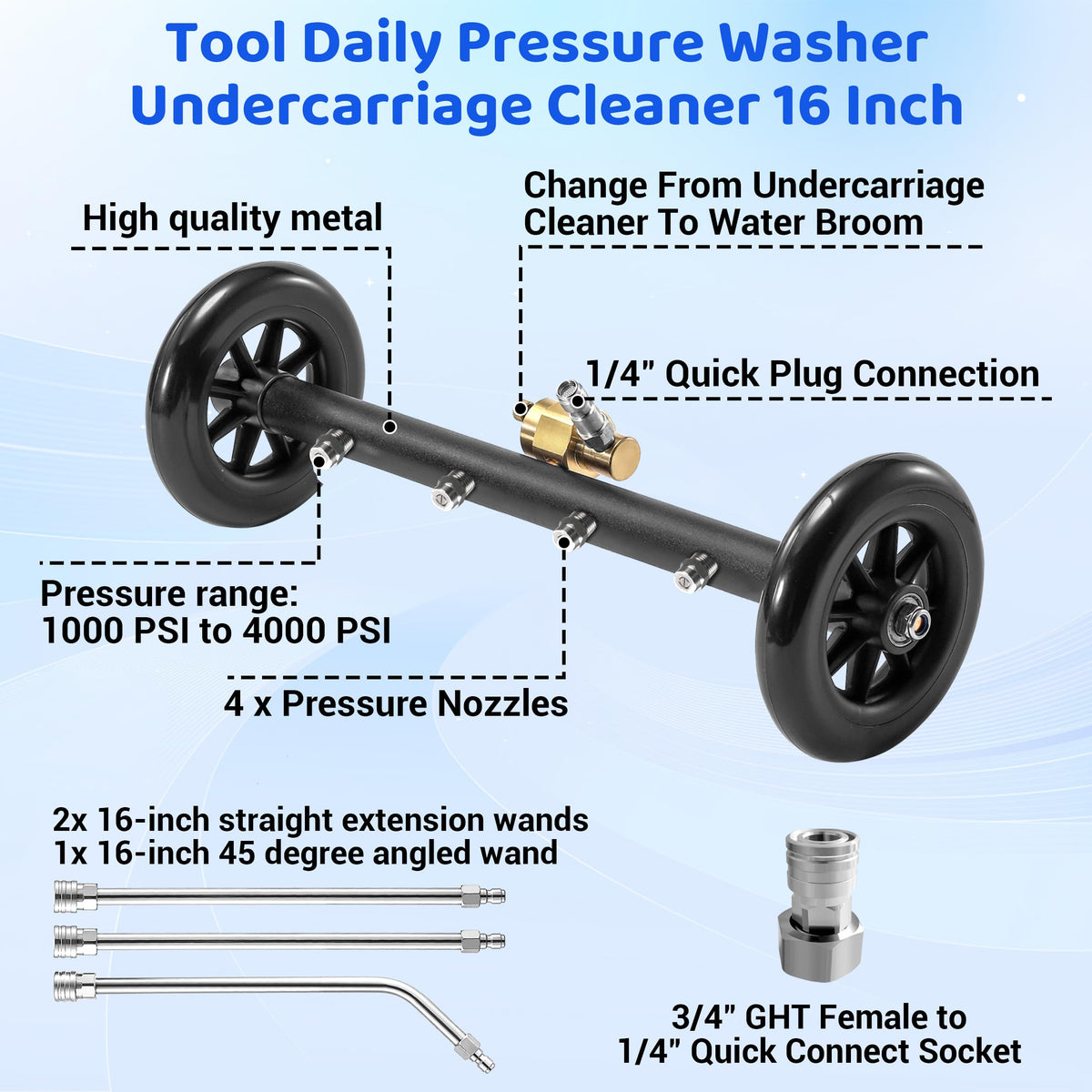 Tool Daily garden hose adapter enables garden tasks when connected to pressure washer wand