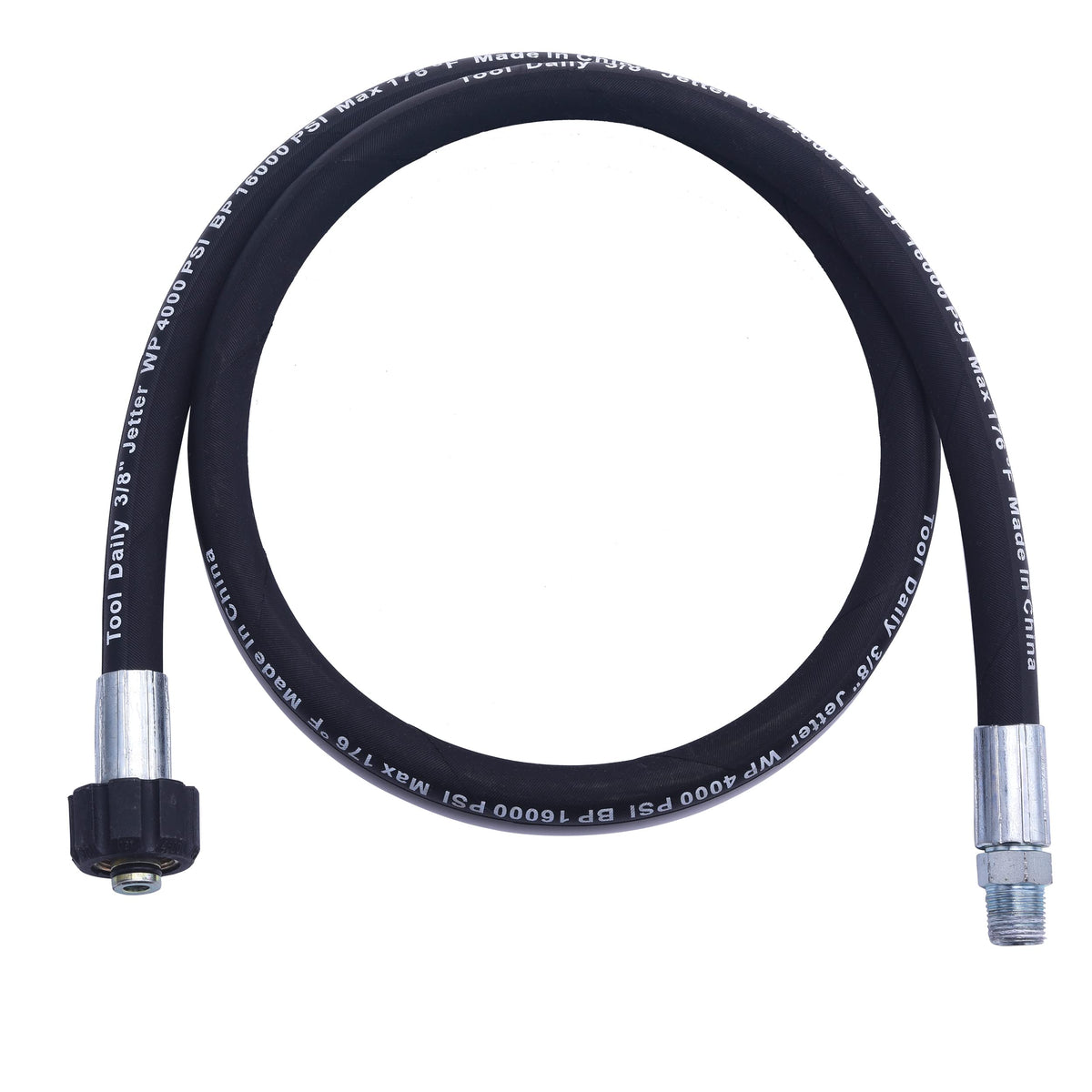 Tool Daily pressure washer whip hose with swivel for smooth rotation during cleaning.