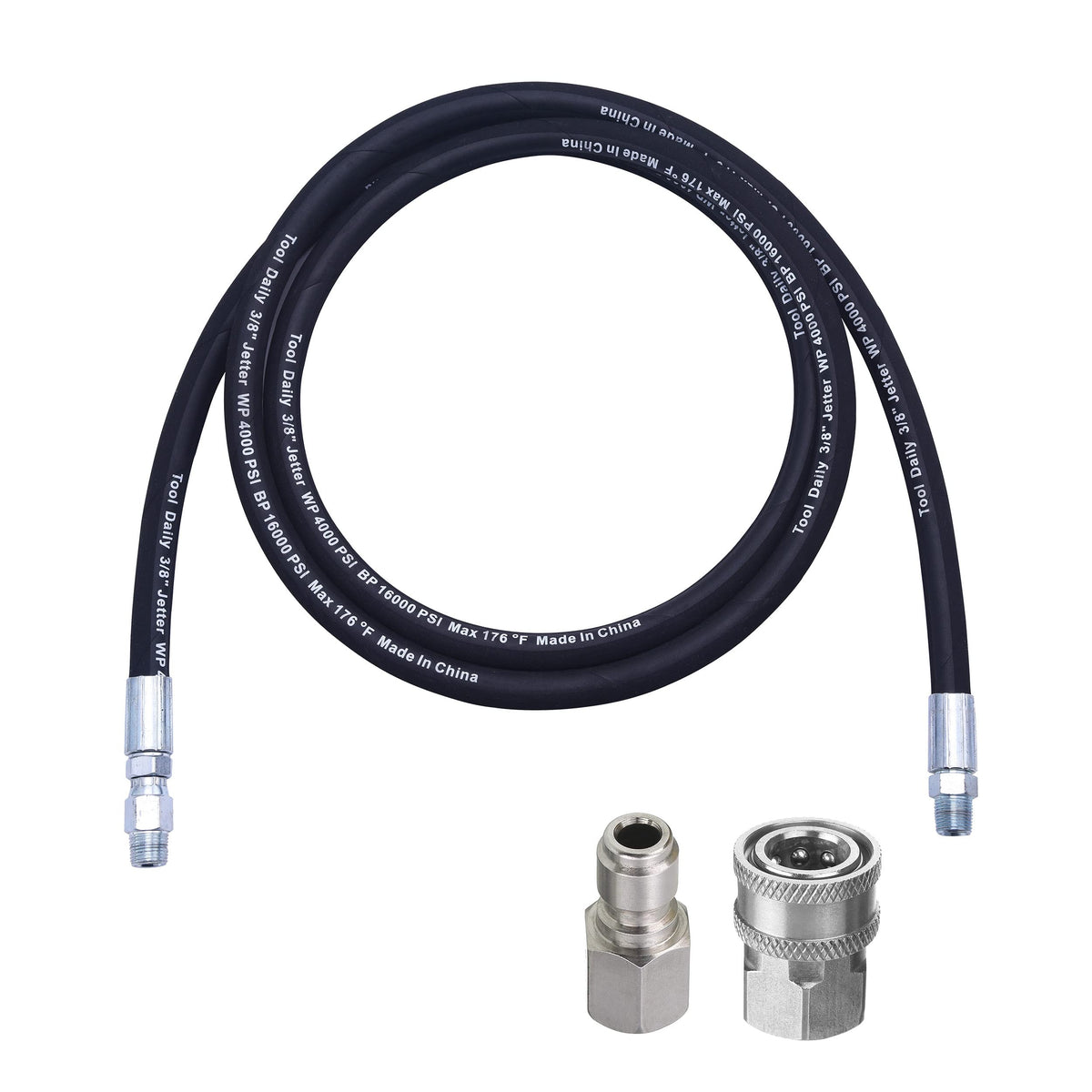 Tool Daily 8 ft whip hose with swivel end for smooth reel mounting.