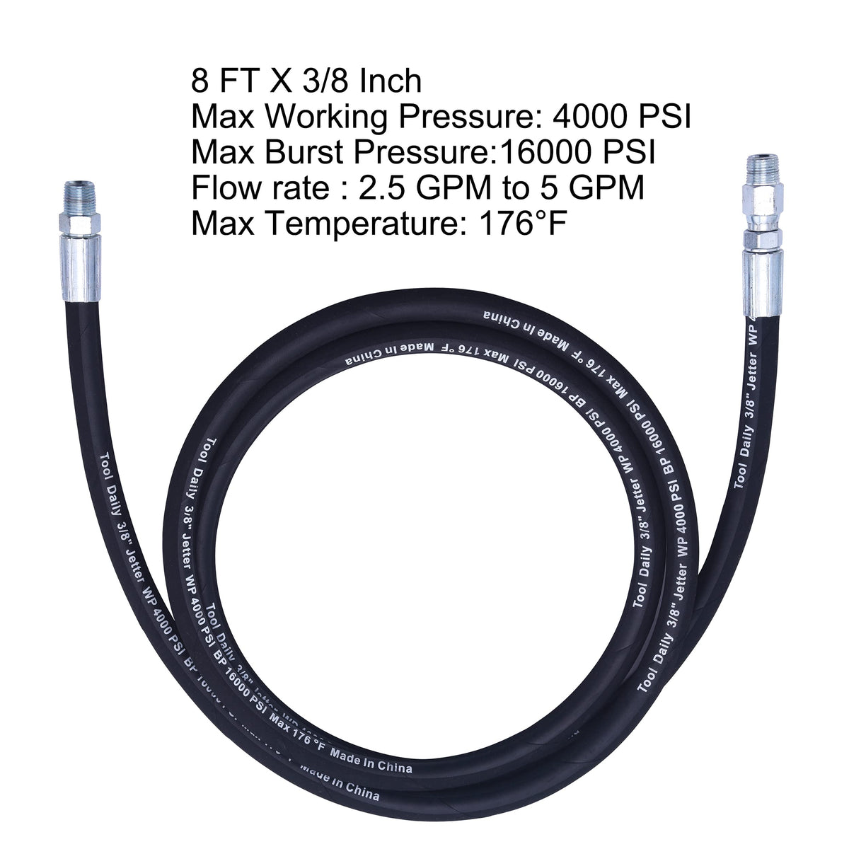 Tool Daily steel-wire braid hose design resists scuffs for long-lasting washing.