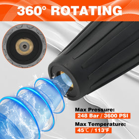 Tool Daily Turbo Nozzle delivers up to 3600 PSI for tough cleaning tasks.