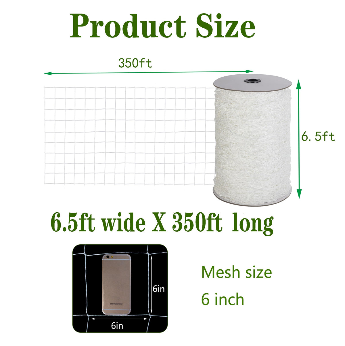 Toolazy nylon garden netting highlights plant-safe material and easy installation.