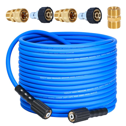 TOOLCY 50ft hose neatly coiled for easy storage and accessibility.