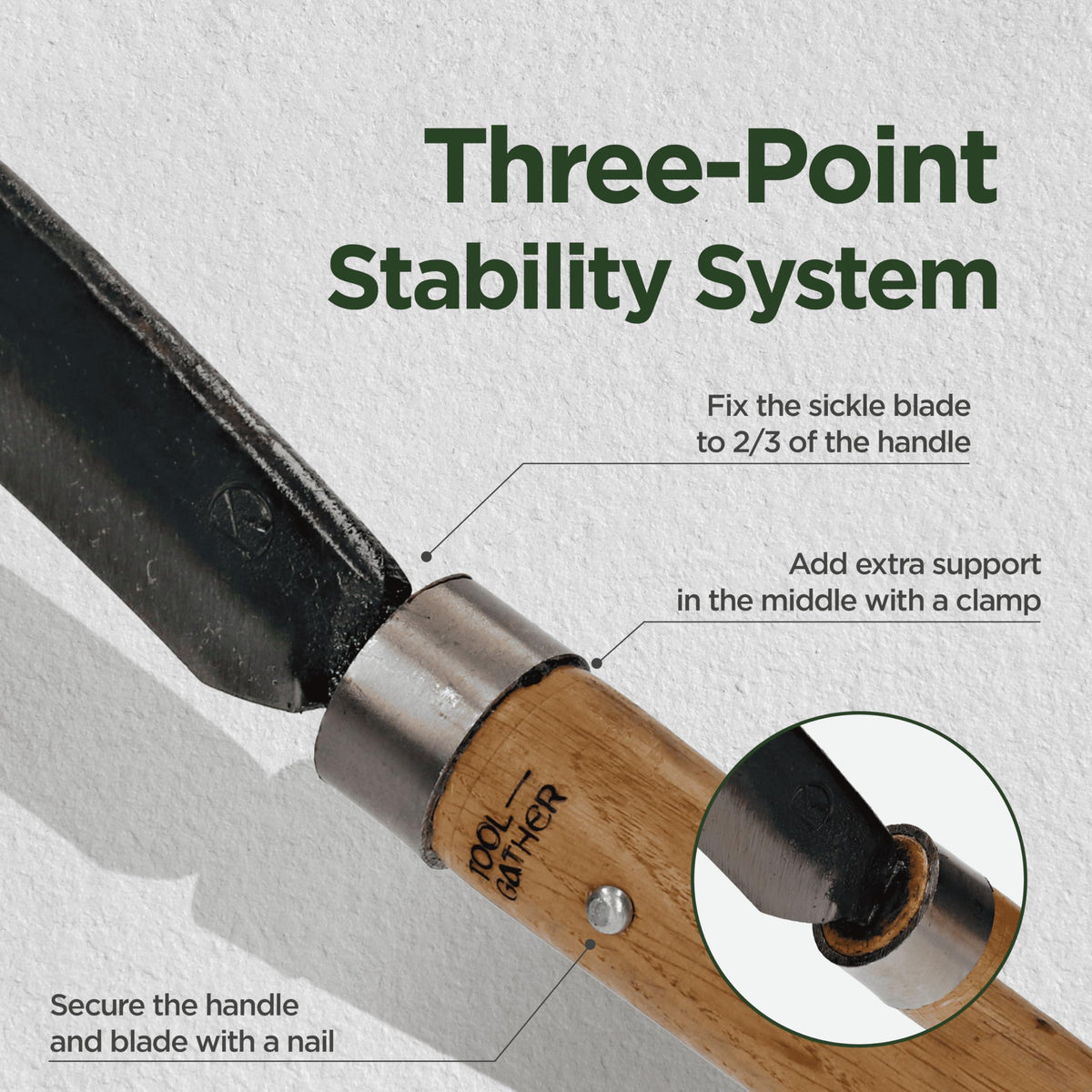 Toolgather Josun Sickle curved blade highlights durable, heavy-duty vegetation clearing