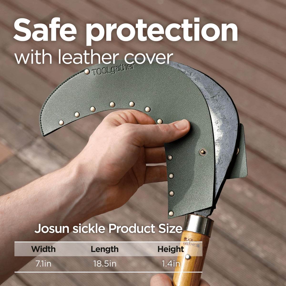 Toolgather Josun Sickle with chestnut handle designed for long sessions
