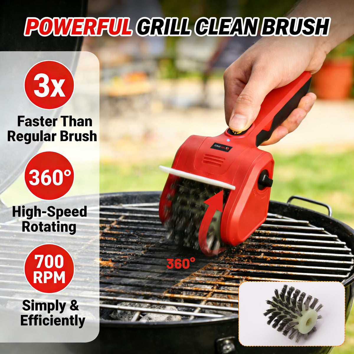 Toolspace nylon brush head for safe cleaning on kitchen and bathroom surfaces