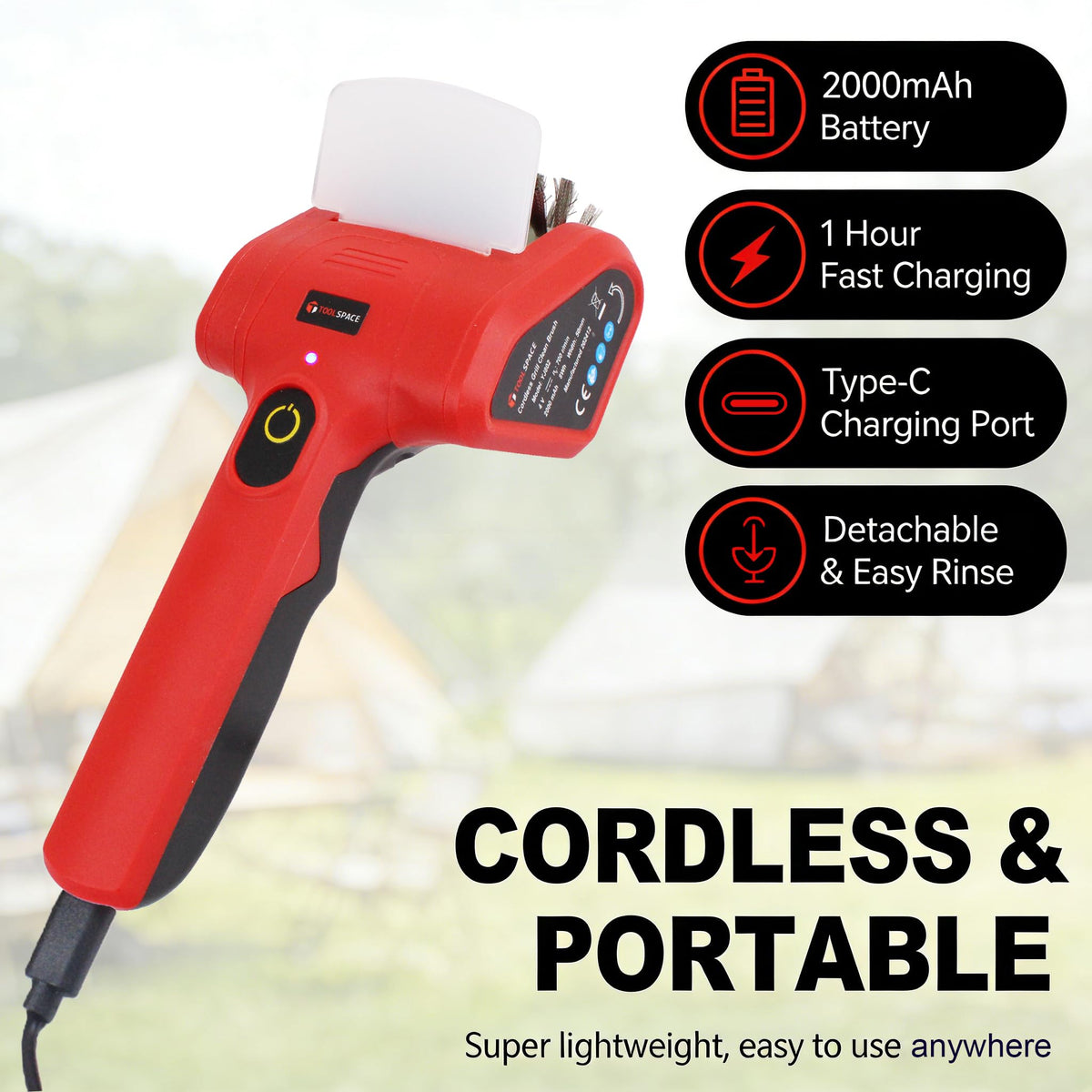 Toolspace stainless steel brush head with scraper removes burnt-on residues