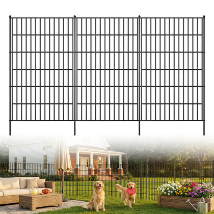 Toolterritary 10-panels no-dig fence with spear-top pickets for pet containment.