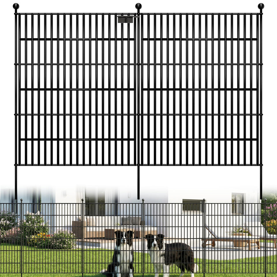 Toolterritary 5-panel no-dig garden fence front view shows sturdy rustproof steel.