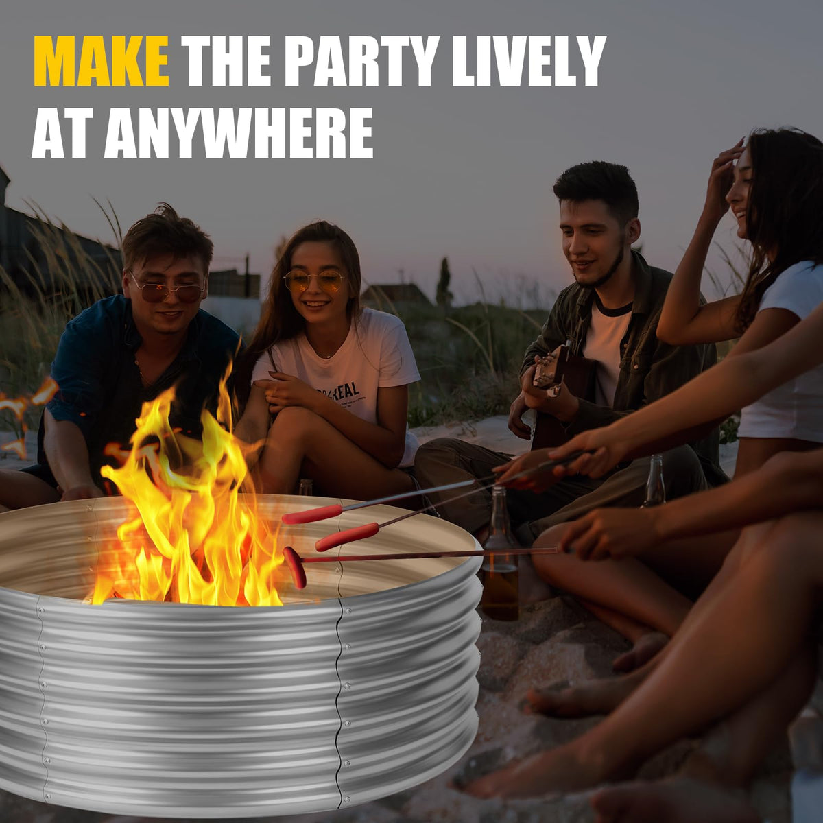 Toolterritary fire pit ring in galvanized steel with protective coating resists heat and weather.