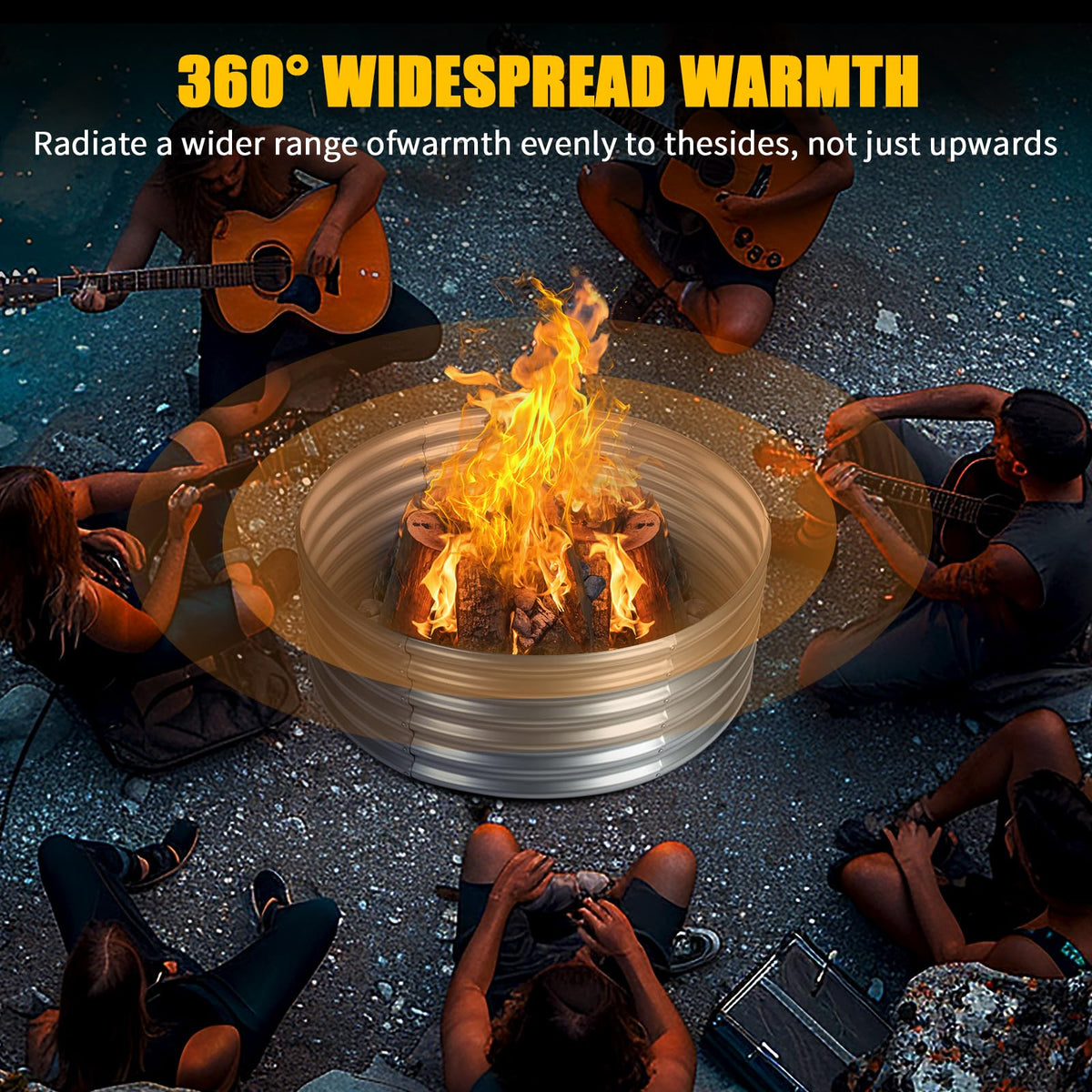 Toolterritary wood-burning campfire ring creates inviting outdoor ambiance.