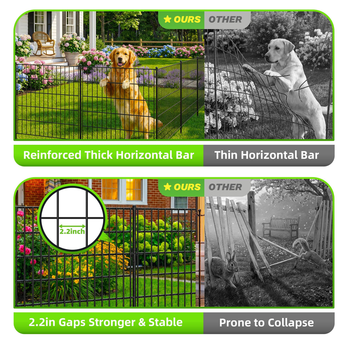 Toolterritary spear-top fence close-up emphasizes sturdy pet barrier