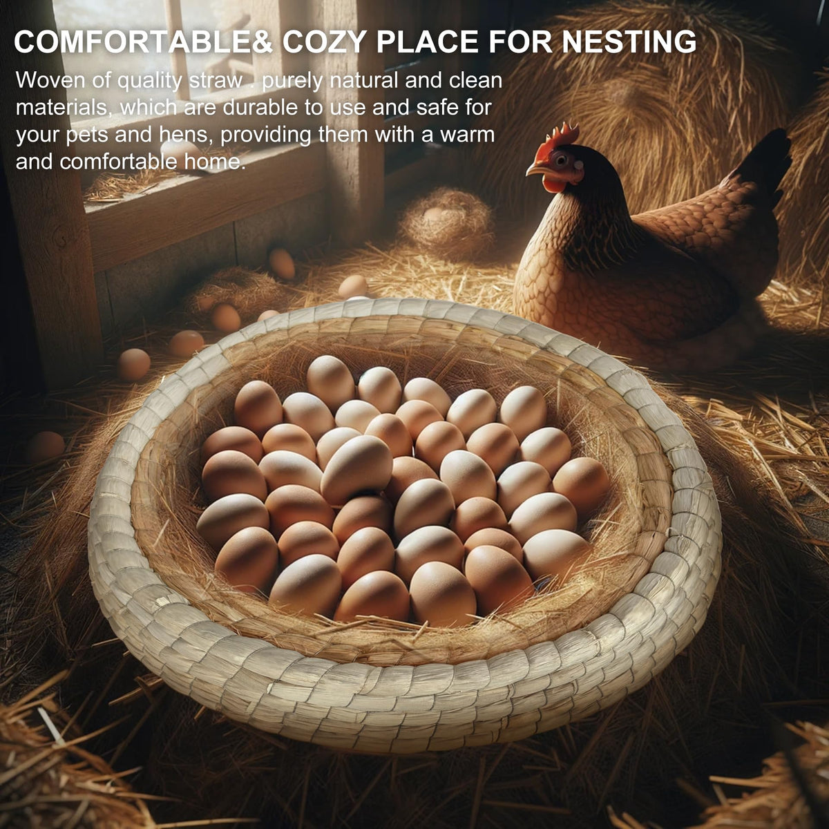 Toolzeen nest features soft padding for hens during egg laying.