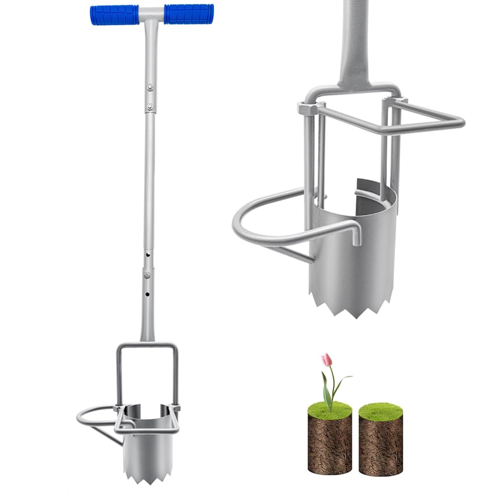 Toolzeen updated bulb planter long handle for standing digging and planting.