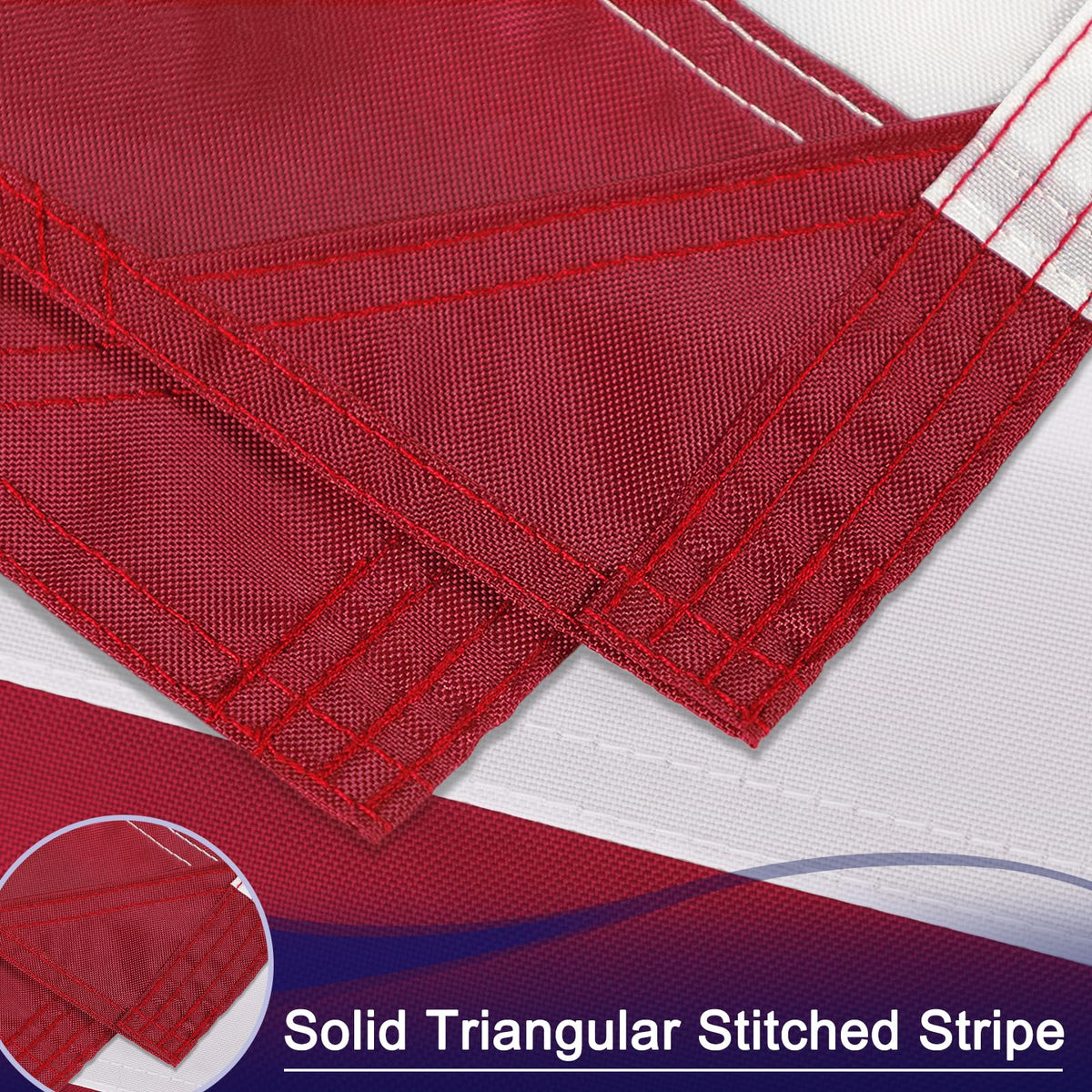 TOOUP American Flag 5x8 reinforced hem reduces wear and tearing.