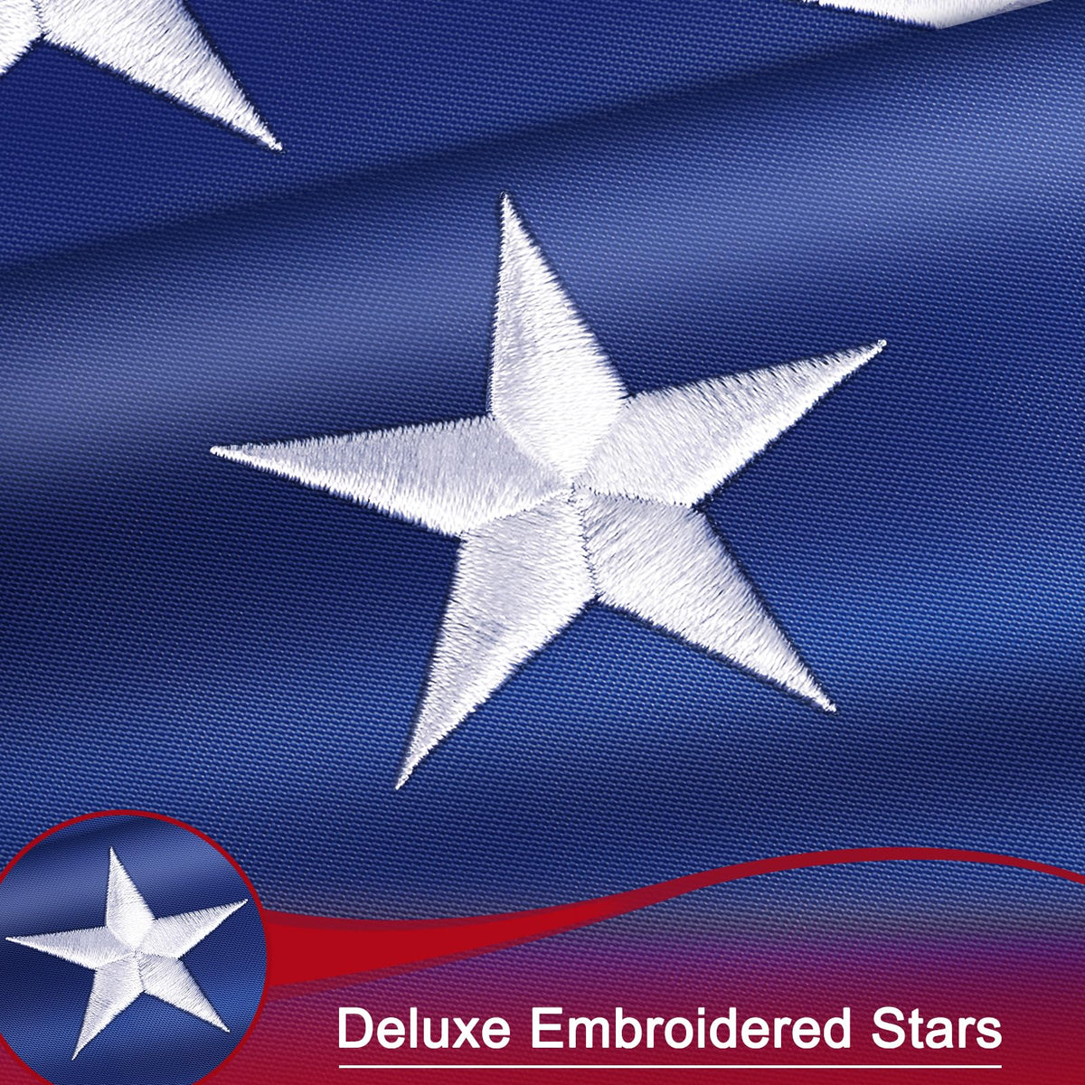 TOOUP American Flag 5x8 shows thick stitched stripes for longevity.