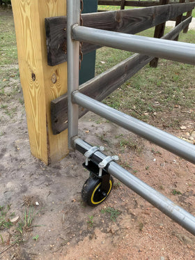 TOOPTATE anti-slip base and clamps securing a gate wheel for stability
