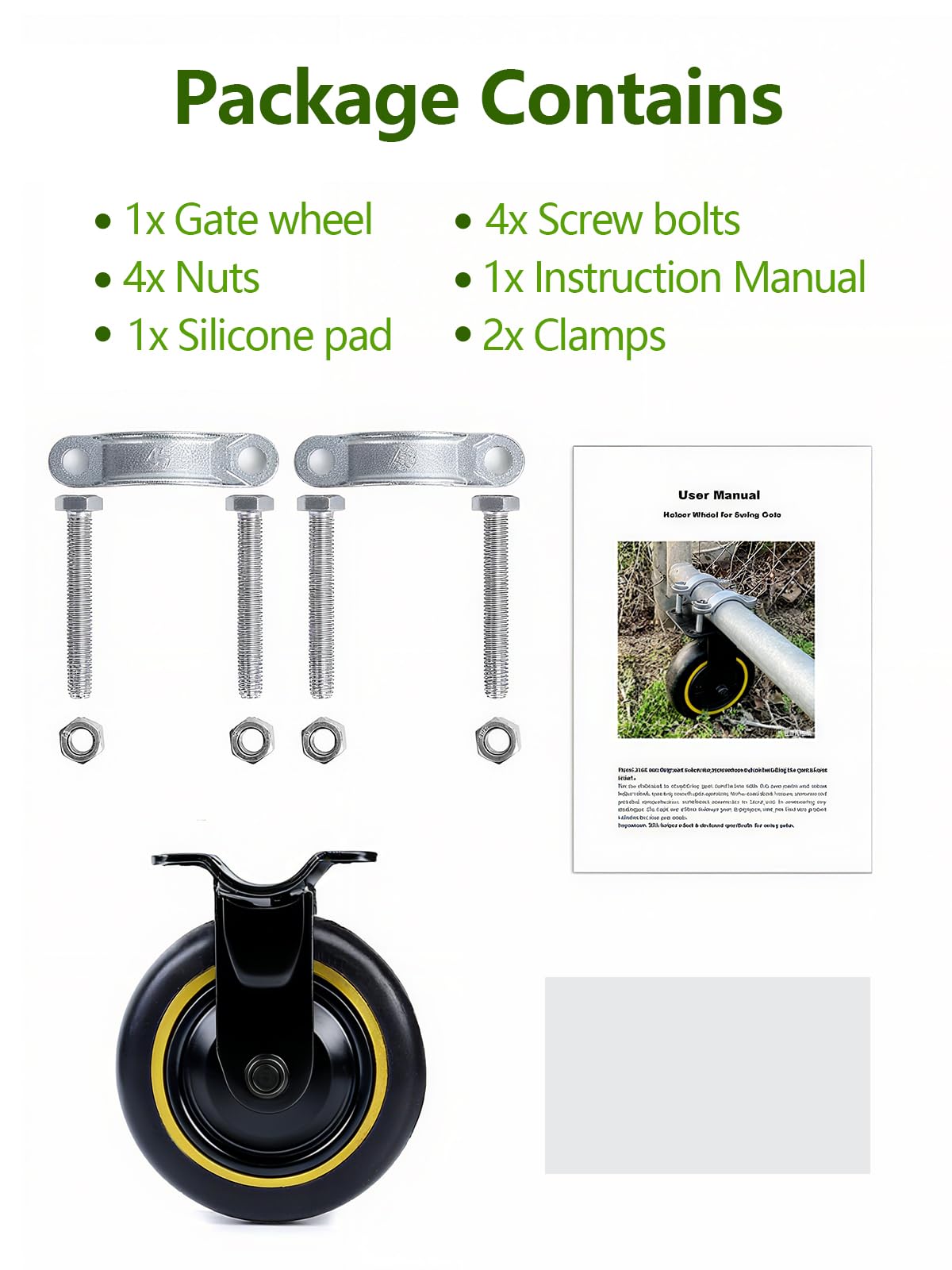 TOOPTATE gate wheel installed on a farm gate