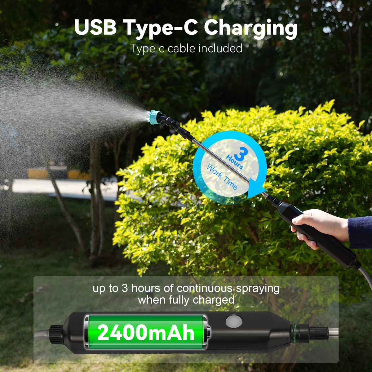 TOOVEM portable sprayer in use for gardens and patios