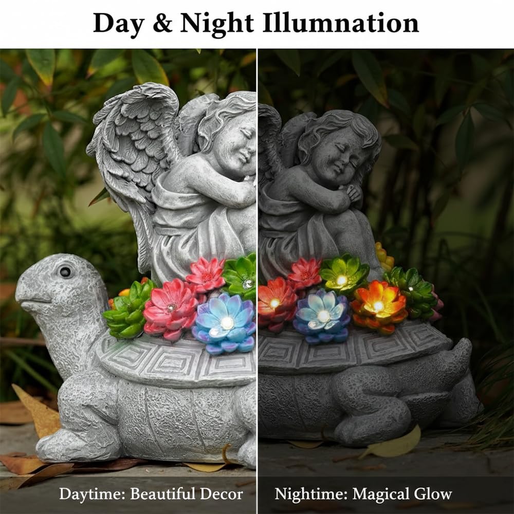 Tooyuart Solar Angel Turtle statue, close-up face showing detailed textures.