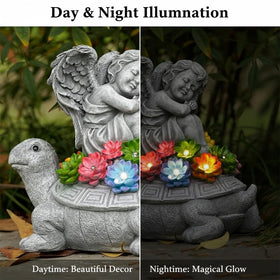 Tooyuart Solar Angel Turtle statue, close-up face showing detailed textures.