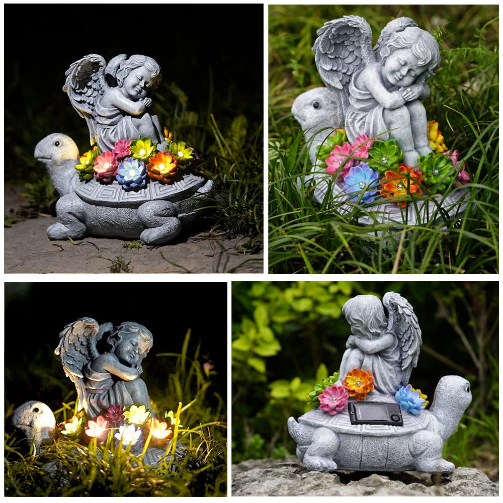 Tooyuart Solar Angel Turtle statue, gift-ready packaging for gifting.