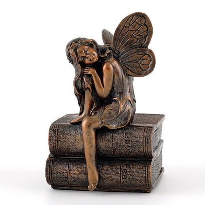 Top Collection fairy napping on books statue enhances indoor terrariums with whimsy
