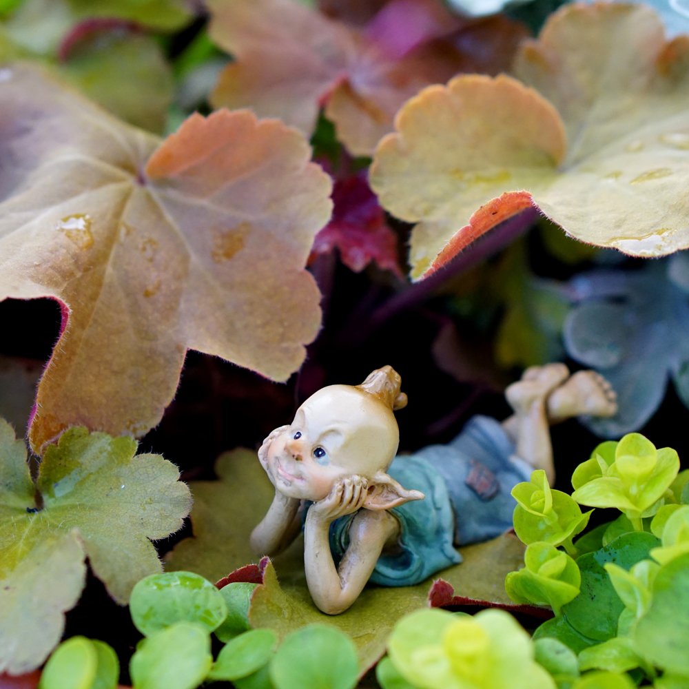 Top Collection miniature fairy thought statue in gray brings refined character to shelves and terrariums.