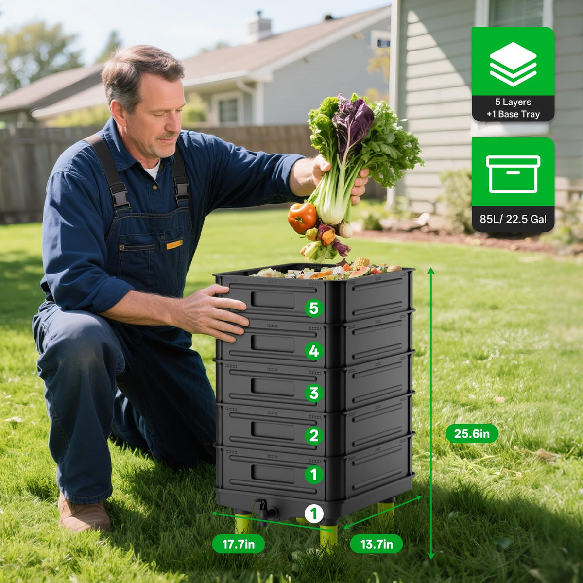 TOP XIAN five-layer worm bin with stackable trays for vermicomposting