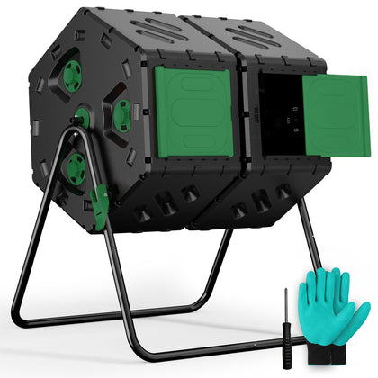 Top Xian compost tumbler with 360° rotation showing quick mixing and even decomposition