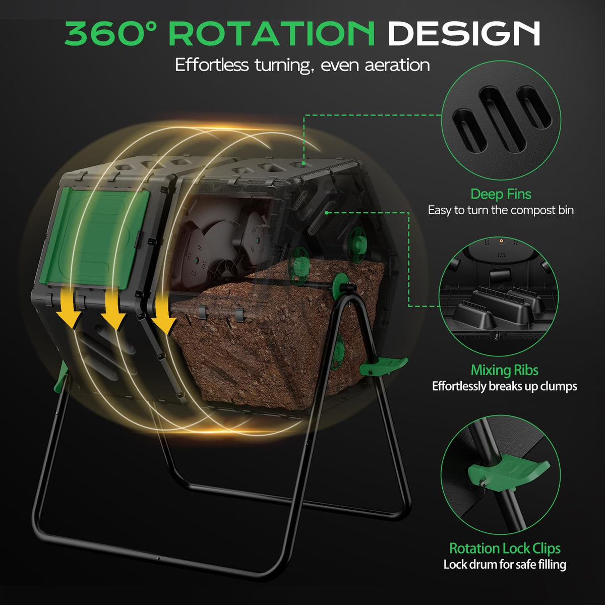 Top Xian compost tumbler dual chambers for continuous composting