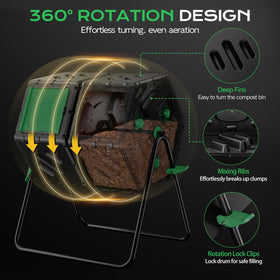 Top Xian compost tumbler dual chambers for continuous composting