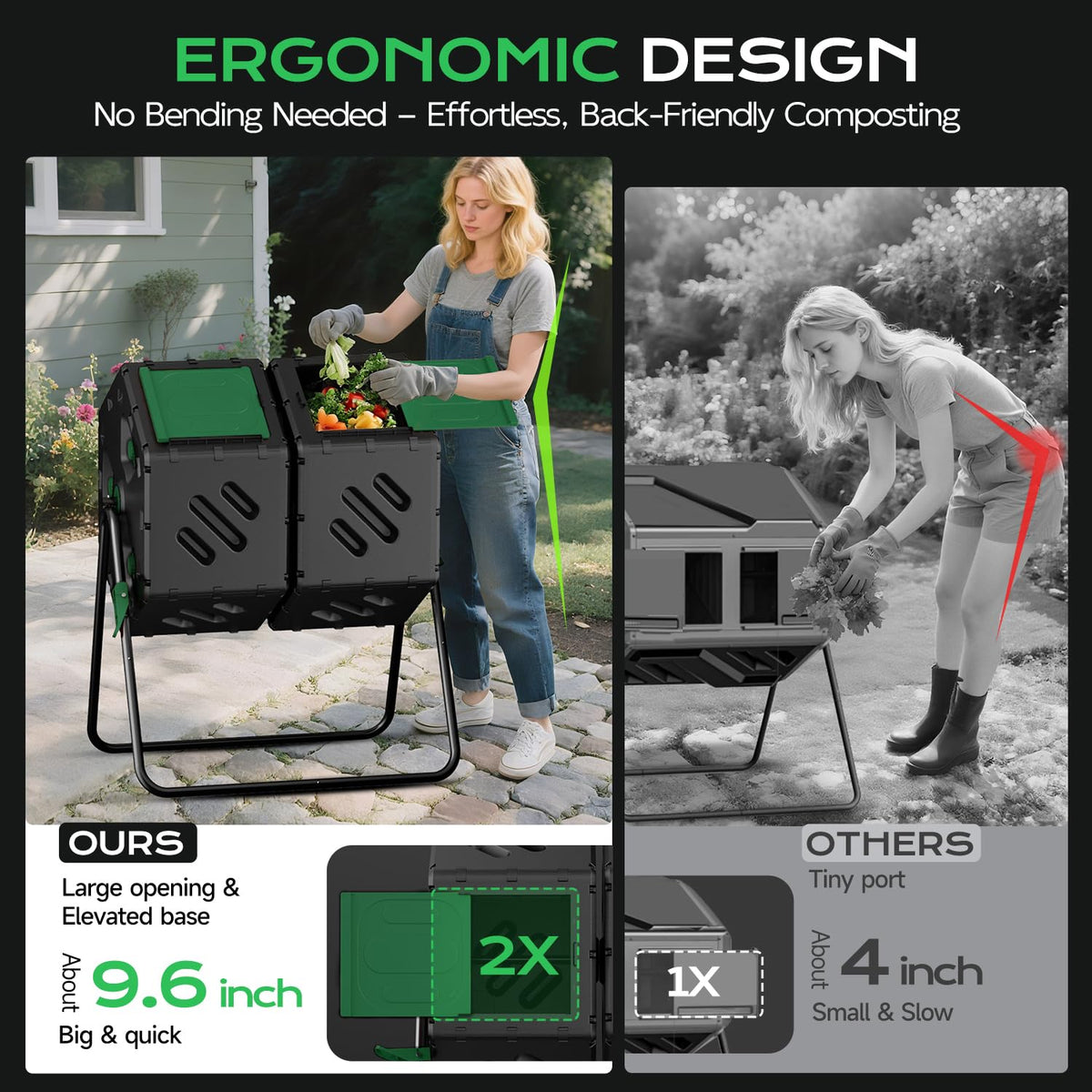 Top Xian compost tumbler adjustable ventilation controlling moisture and odor