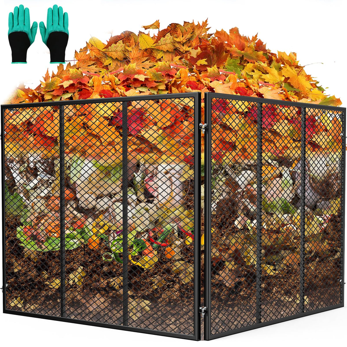 Top Xian large compost bin front view showing ample capacity for yard waste