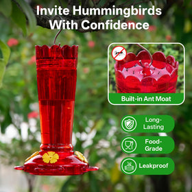 TOP XIAN feeder with four ports and perches supports multiple hummingbirds