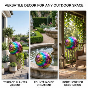 Topadorn 10-inch mirror ball for outdoor settings delivers shimmering reflections