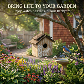 Topadorn decorative leaves print bird house enhances outdoor decor