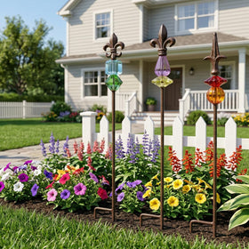 Topadorn garden stake wrought metal ornament enhances borders