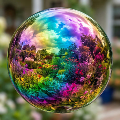 Topadorn gazing ball floating on water creates tranquil reflections for ponds